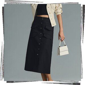 NWOT Black Cotton Midi Utility Skirt (XS) by Anthropologie x Mare Mare